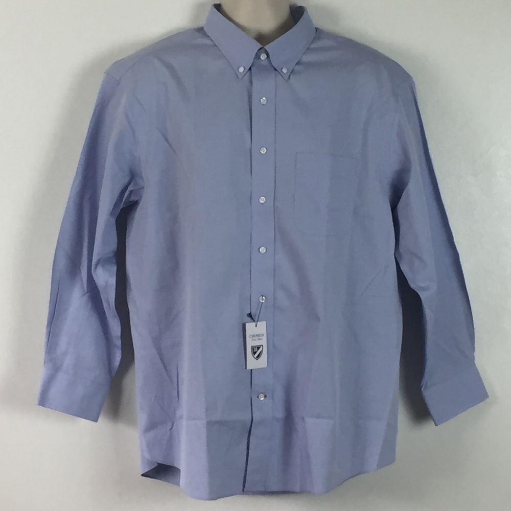 🆕Cremieux 17 1/2 33 Non Iron Blue Pima Cotton